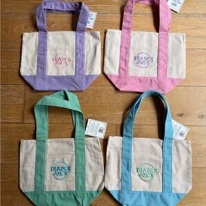 Trader Joe’s Canvas pastel Tote Bag - Purple, Pink, green, and Blue